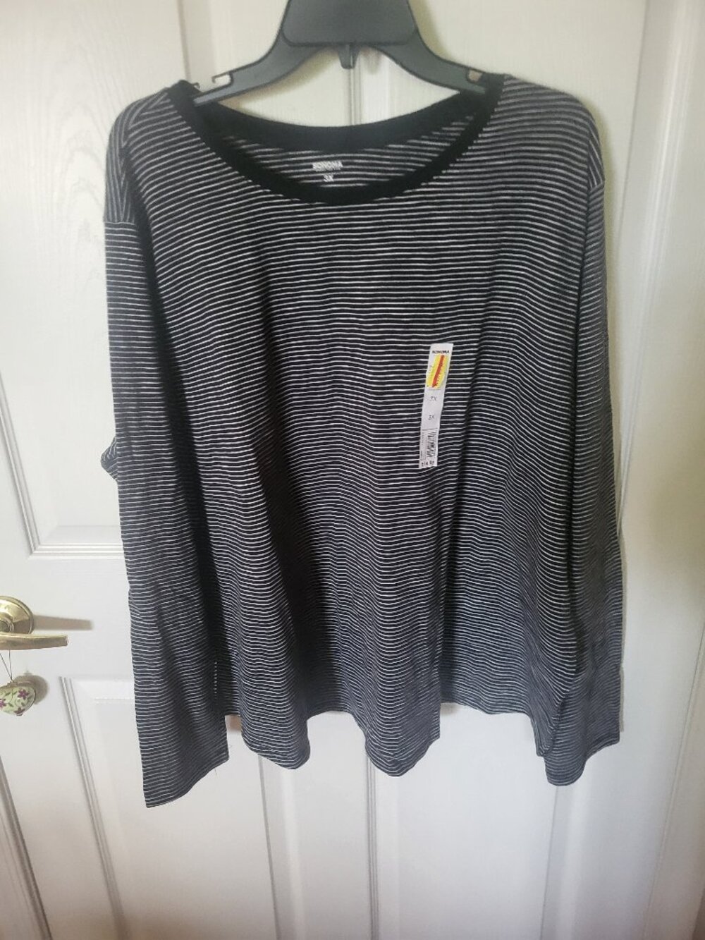 Sonoma Goods For Life Plus Size 3X Micro-Striped Long Sleeve Crewneck Top - NWT